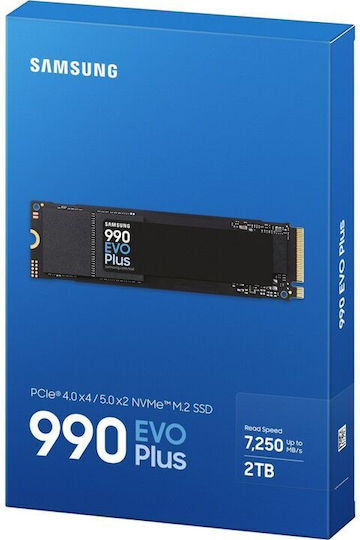 Samsung 990 EVO Plus SSD 2TB Тип M.2 със Свързване PCI Express 4.0 Съвместим с PS5 MZ-V9S2T0BW