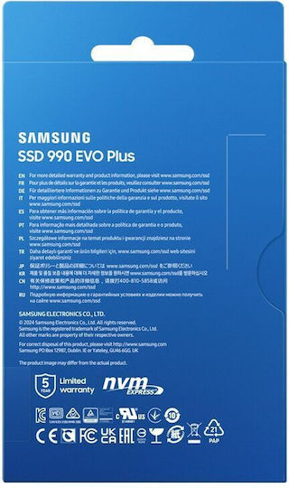 Samsung 990 EVO Plus SSD 1TB τύπου M.2 με σύνδεση PCI Express 5.0 (PS5 Compatible) MZ-V9S1T0BW