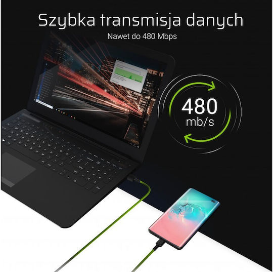 Green Cell USB-A to Lightning Cable Μαύρο 1.2m (KABGCSET05)