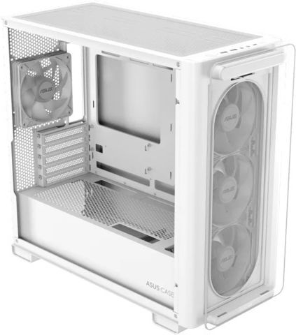 Asus A23 Plus Геймърско бюро Midi Tower Компютърна кутия със страничен прозорец и RGB осветление Бял