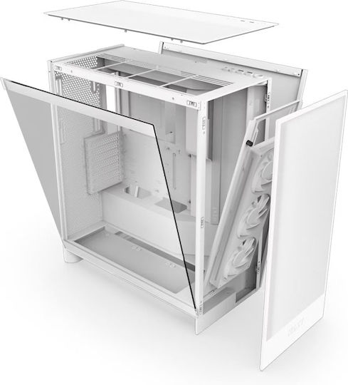 NZXT H7 Flow RGB Gaming Midi Tower Computer Case with Side Window White