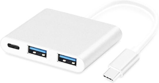 Andowl Hub 3 Θυρών USB 2.0 με σύνδεση USB-C Λευκό