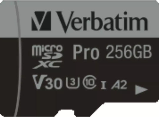 Verbatim Pro microSDXC 256GB U3 V30 A2 UHS-I 100MB/s mit Adapter