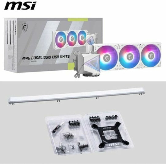 MSI MAG CoreLiquid CPU Water Cooling Triple Fan 120mm for Socket 115x with ARGB Lighting White