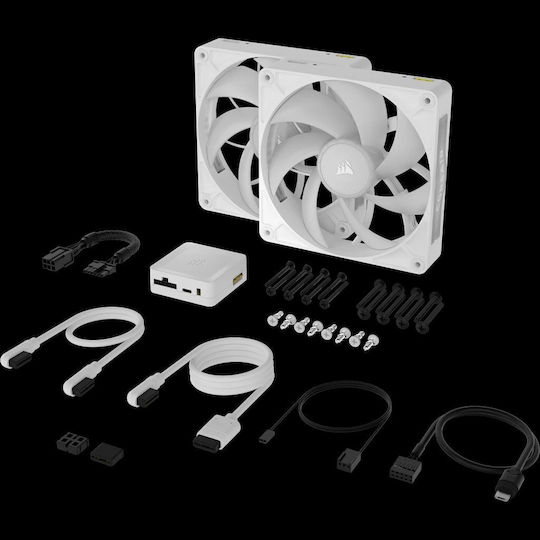 Corsair iCUE LINK RX140 MAX Case Fans (1600rpm / 102.9cfm) with RGB Lighting and 4-Pin PWM Connection 2pcs White
