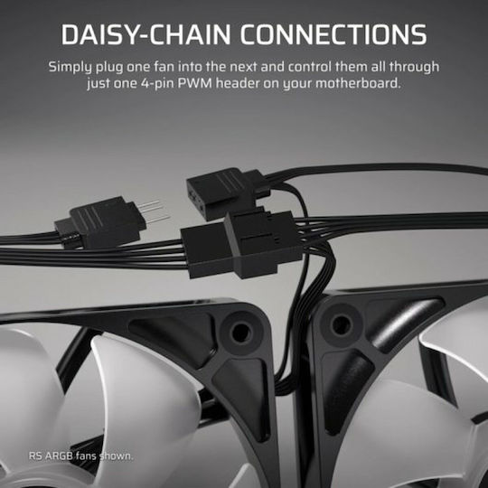 Corsair RS120 Case Fan 2100rpm 72.8cfm Without LED Lighting and 4-Pin PWM Connection 3pcs White
