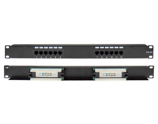 Panel Телефонен пач панел за рафт 1U 19" 12 порта cat5e