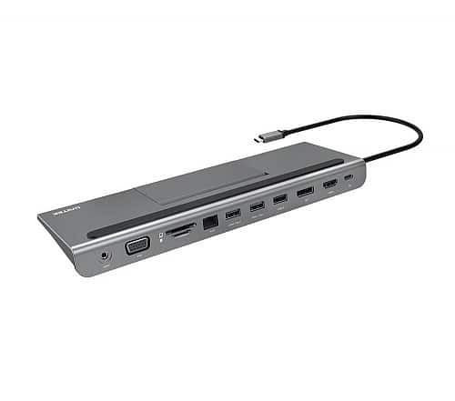 Unitek USB-C Docking Station με HDMI/DisplayPort 4K PD και σύνδεση 2 Οθονών Ασημί (D1022A)