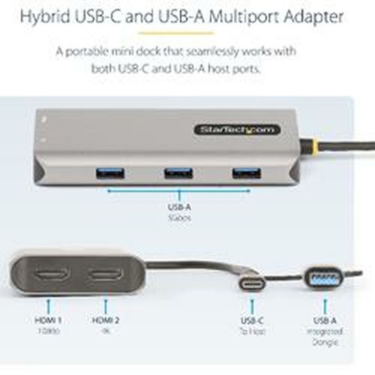 StarTech USB-C Docking Station με HDMI 4K PD Γκρι (167B-USBC-MULTIPORT)