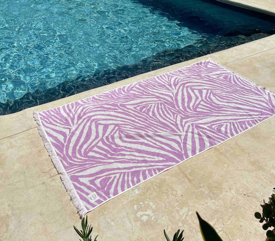 Nef-Nef Homeware Groovy Cotton Purple Beach Towel 170x90cm with Fringes