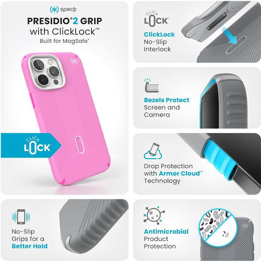 Speck Presidio Pro Grip + Clicklock Back Cover Plastic Roz (iPhone 16 Pro Max)