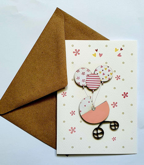 Greeting Card Baptism 15x11cm in Pink Color