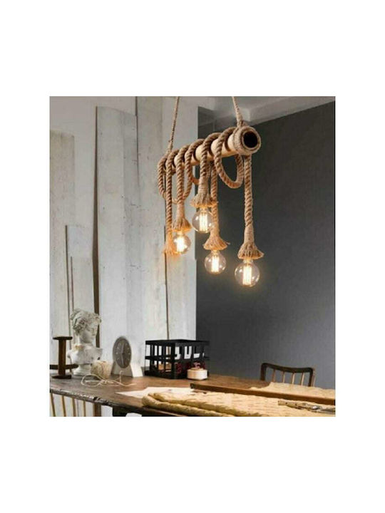 Hängelampe Beige mit Seil für Fassung E27