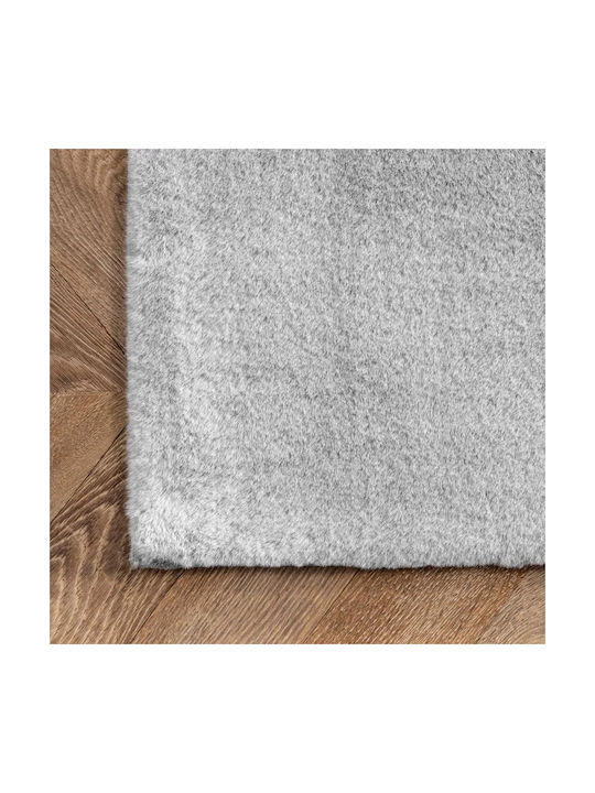 To megalo pazari Anti-slip Rug Rectangular Furry Grey