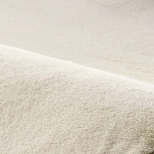 To megalo pazari Anti-slip Rug Rectangular Furry Ecru