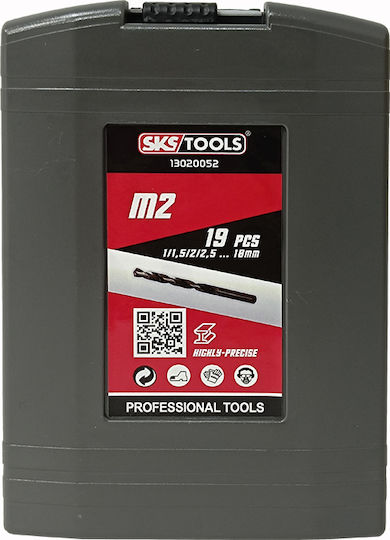 SKS Tools Σετ 19 Τρυπάνια HSS για Μέταλλο