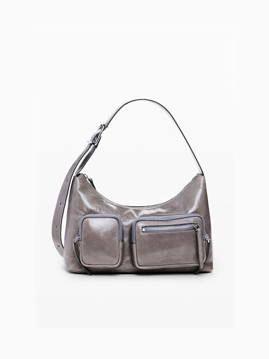 Desigual Leather Women's Bag Shoulder Gray