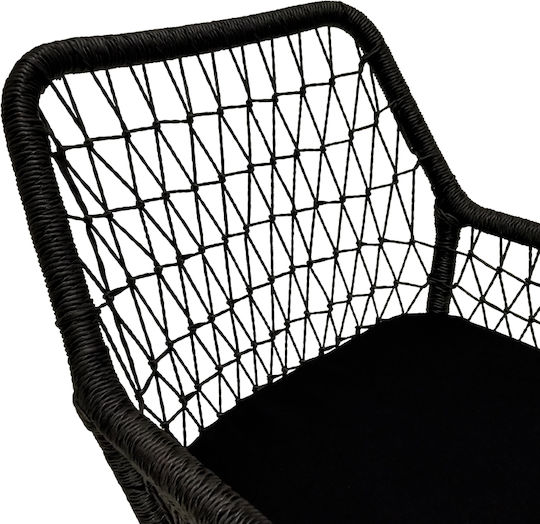 Fotoliu de exterior Lemn Elaiza Natural-black Shade cu pernă 58x60x90cm
