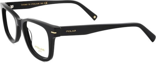 Polar Plastic Eyeglass Frame Black Gold 54 77