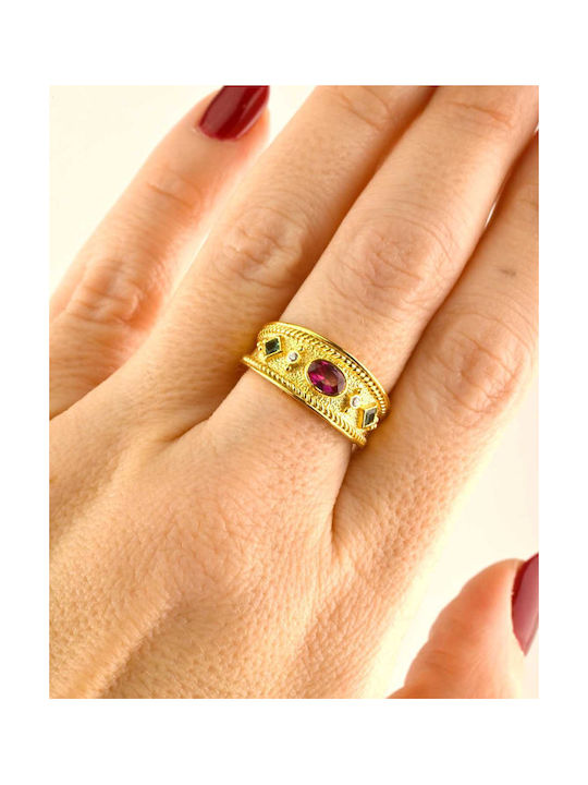 Fa Cad'oro Ring with Zircon made of Silver Gold Plated