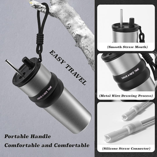 Techsuit Ποτήρι Θερμός Ανοξείδωτο 710ml Γκρι
