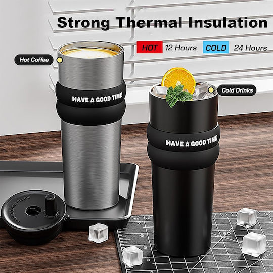 Techsuit Ποτήρι Θερμός Ανοξείδωτο 710ml Γκρι