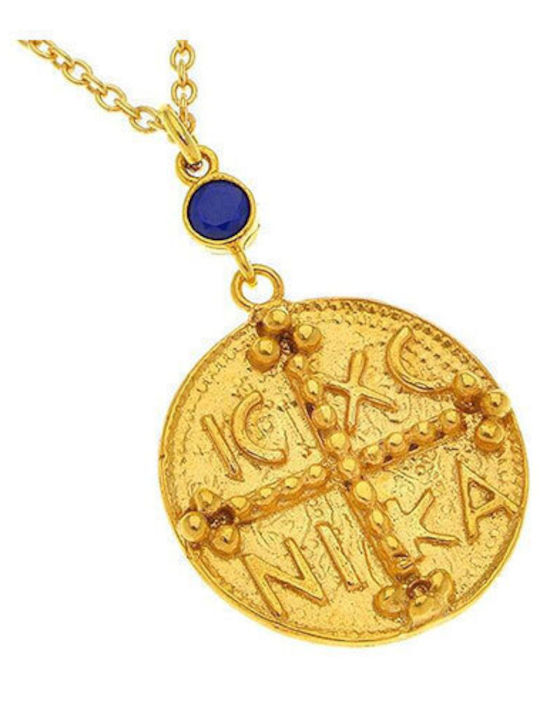 Arteon Arteon Constantine Necklace Talisman Made of Gold Plated Silver with Blue Zircon