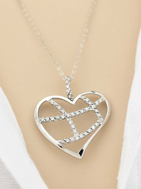 Goldjewels Necklace with design Heart from Silver with Zircon