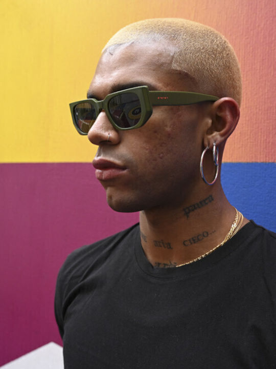 The Glass of Brixton Women's Sunglasses with Green Plastic Frame and Gray Lens