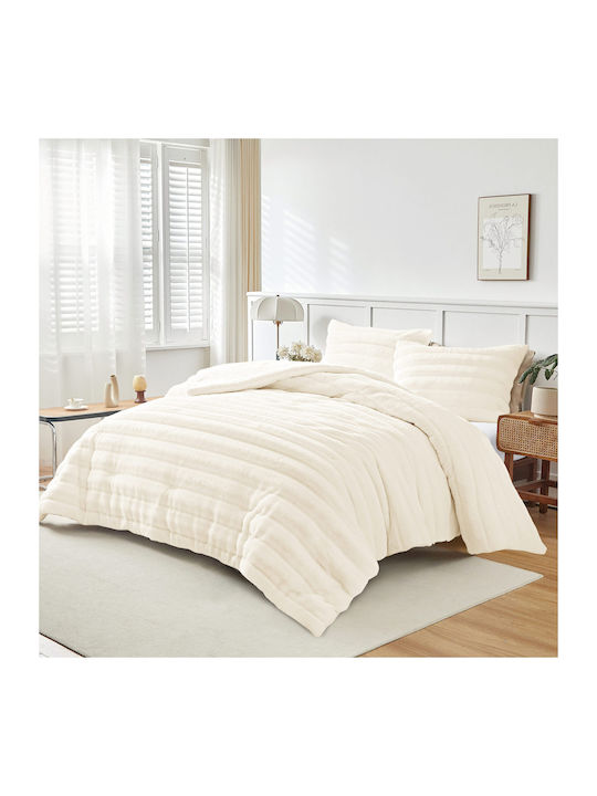 Liolios Home Duvet Cover Set Queen 240x260cm Volcano Cream
