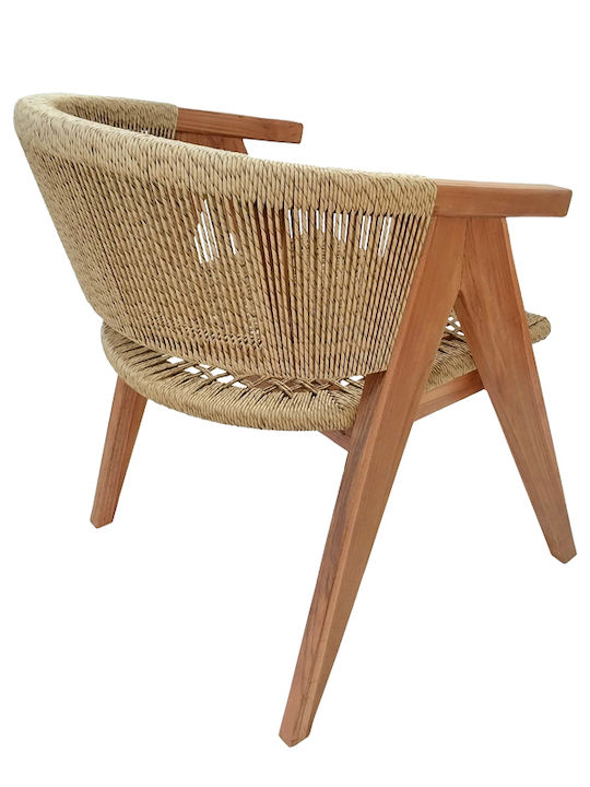 Outdoor Armchair Wooden Wolly Natural Shade 60x60x76cm