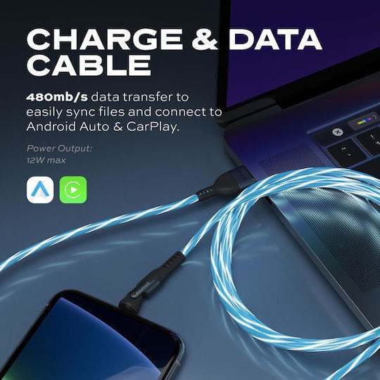 Statik LED USB 2.0 Cable USB-C male - USB-A 60W Μαύρο 2m PUP-0465-6FT-CC