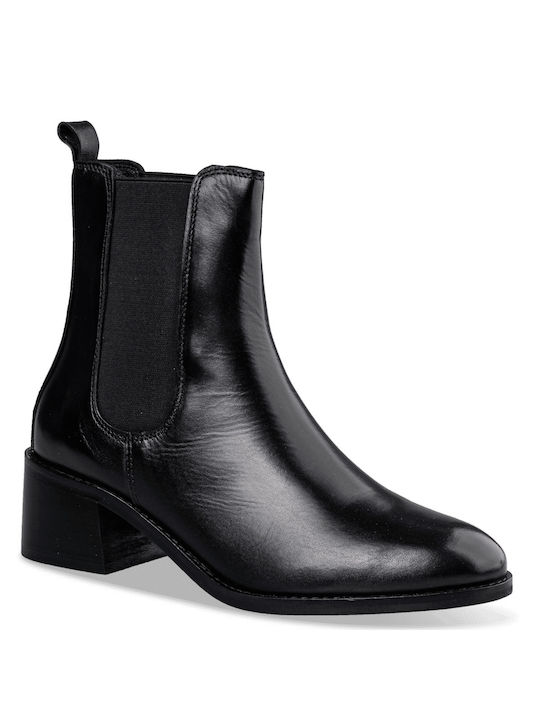 Fifth Avenue Leather Women's Chelsea Boots with Medium Heel Black