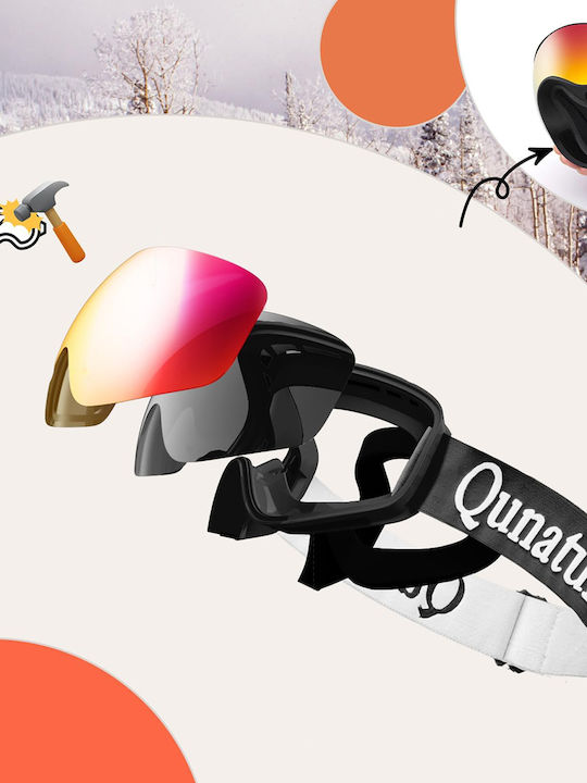 Qunature Ski- & Snowboardbrille Kinder Schwarz mit Linse in Schwarz Farbe