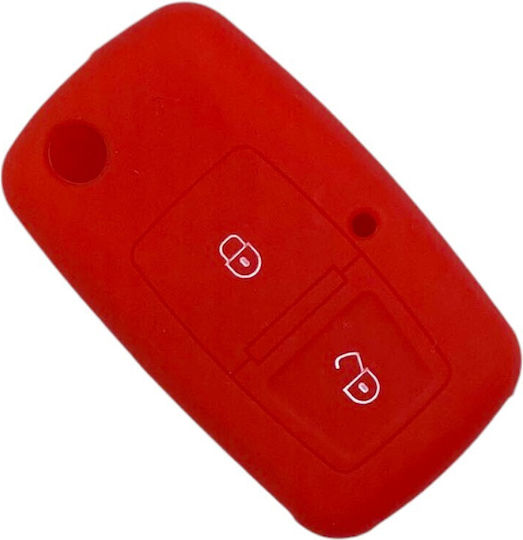 Car Key Cover Case made of with 2 Buttons for Audi / Seat / VW in Red Color