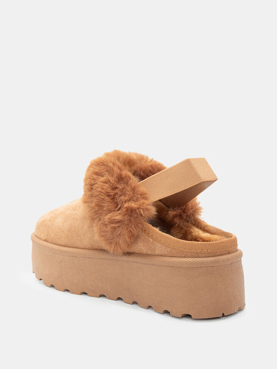 Luigi Winter Women's Slippers with fur in Brown color