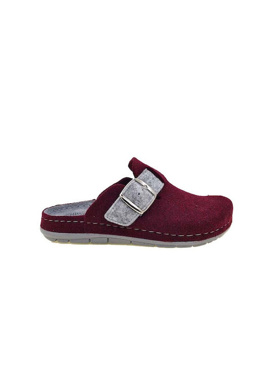 Fild Anatomic Anatomical Leather Women's Slippers in Burgundy color