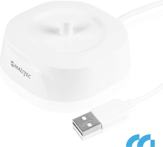 Periuță de dinți electrică sonică Maltec Toothie X1 cu 6 capete 6 programe diferite 45.000 vibrații pe minut cu husă inclusă Alb