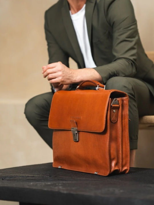 Leather Men's Briefcase Tabac Brown C40.110131
