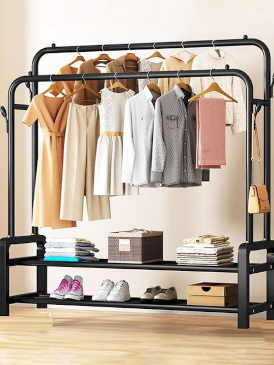 Floor Garment Rack made of Metal Black 110x55x160cm