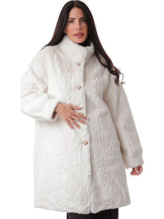 Дамска кожухарка Бяла fur-24-2306 (wht)