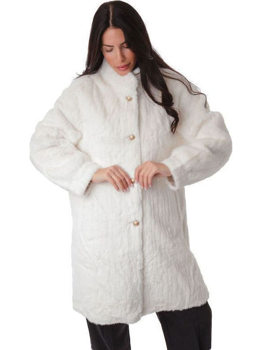 Дамска кожухарка Бяла fur-24-2306 (wht)