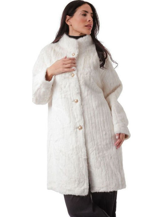 Дамска кожухарка Бяла fur-24-2306 (wht)