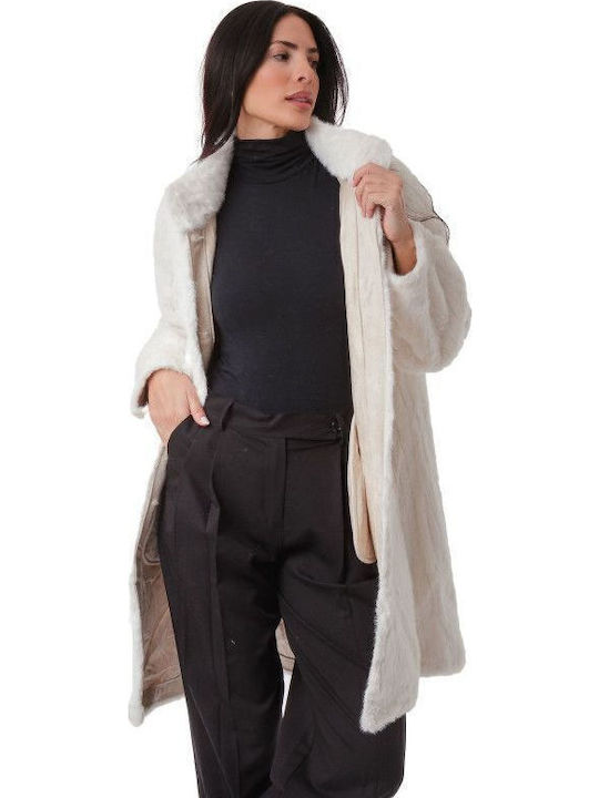 Дамска кожухарка Бяла fur-24-2306 (wht)