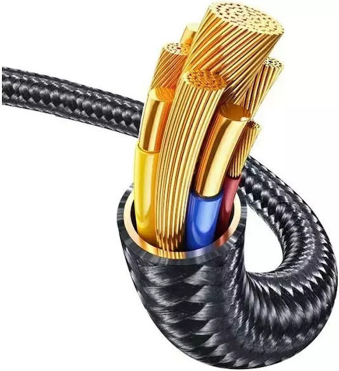 Usams Fast Charging Braided USB 2.0 Cable USB-C male - USB-C 100W PD Μαύρο 1.2m SJ744USB01
