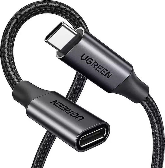 Braided USB 3.2 Video Cable USB-C Male - USB-C Female 100W Black 1m