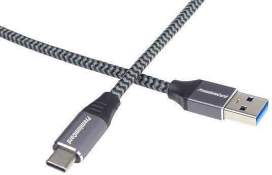 PremiumCord Braided USB 3.0 Cable USB-C male - USB-A 60W Γκρι 3m
