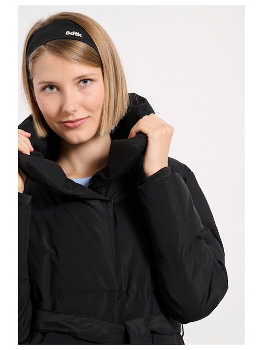 Women's Long Puffer Jacket for Spring or Autumn Black