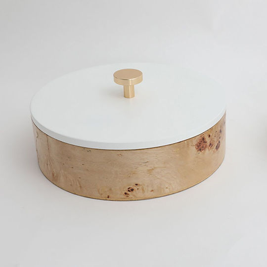 Iliadis Holzrunde Box Weißer Deckel 20x9,5cm