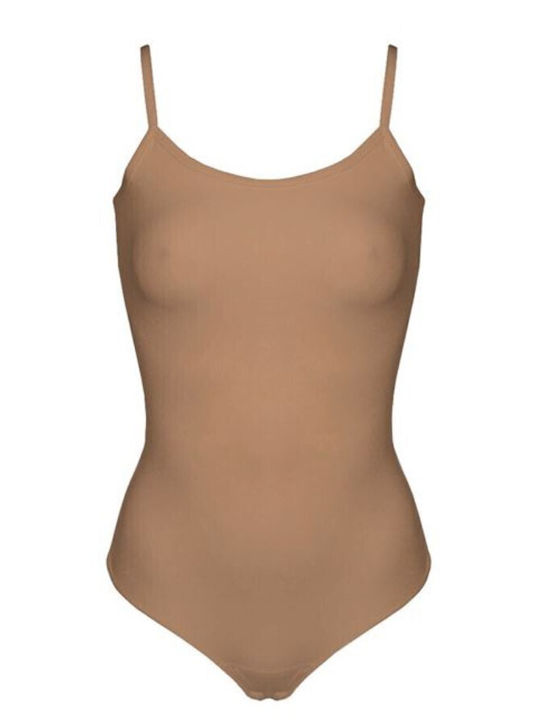 Helios Lingerie Spaghetti Strap Bodysuit Dark Beige